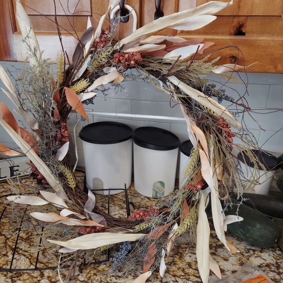 Rustic Autumn Wreath with Natural Accents. Country Grass and Wheat - Picture 3 of 3